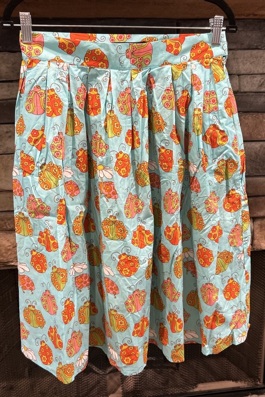 Women NWT ModCloth Marisol Lady Bug pleated skirt Size 12 NWT *C5